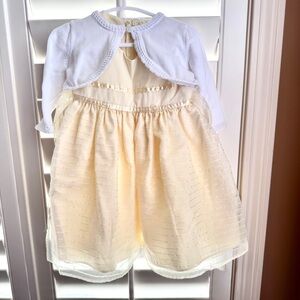Baby Girl Yellow Easter Dress 12M Party Dress w White Shrug